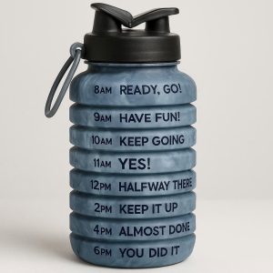 Foldable Water Bottle with Time Marker and Motivational Quotes
