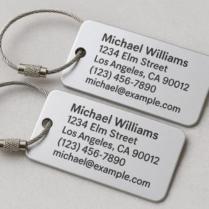 Aluminum Metal Luggage Tags Engraved with Personal Details