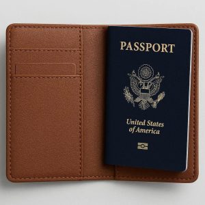 Slim Vegan Leather Passport Wallet for Women and Men