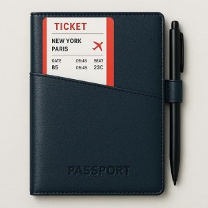Travel Passport Cover with Pen Loop and Ticket Pocket