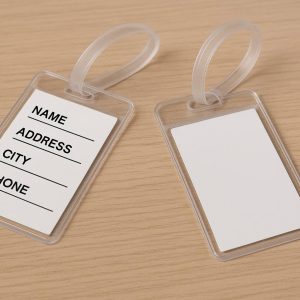 Clear Plastic Luggage Tags with Customizable Inserts for Travel