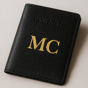 Luxury Passport Holder with Gold Foil Initial Monogram